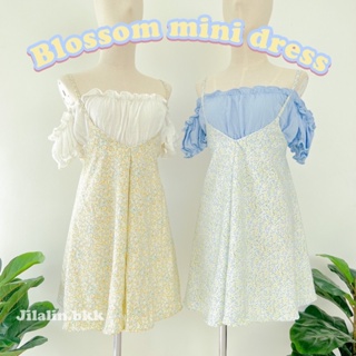 Jilalin.bkk-Blossom mini dress (แค่เดรส)เดรสโชว์หลัง เดรสไปทะเล เดรสลายดอก