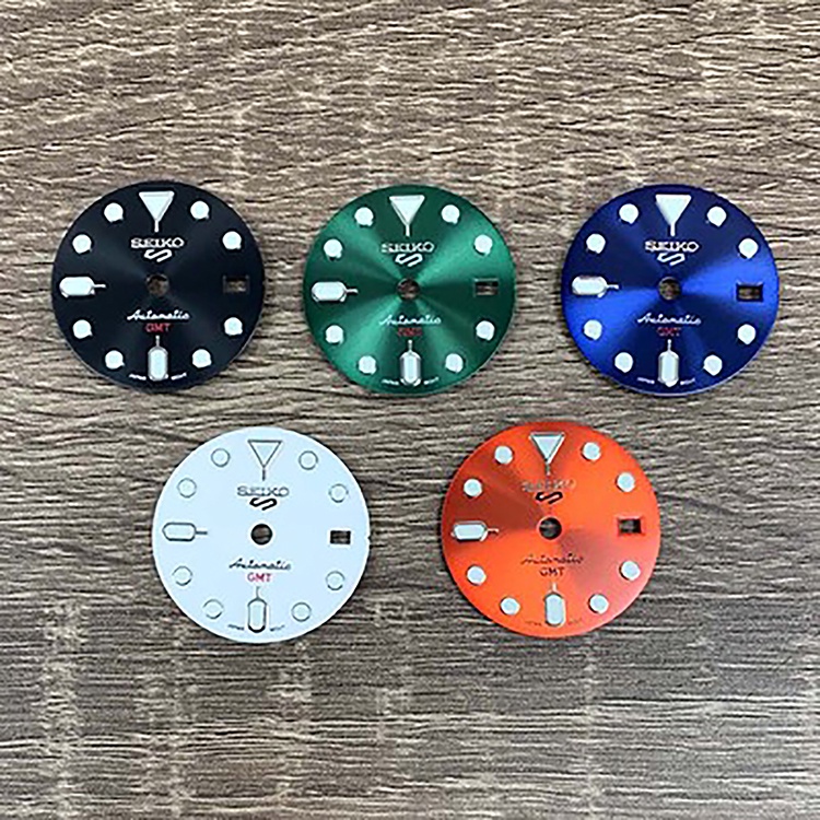หน้าปัดนาฬิกาข้อมือ GMT เรืองแสง สีเขียว ขนาด 28.5 มม. อุปกรณ์เสริม สําหรับ NH34 Movement