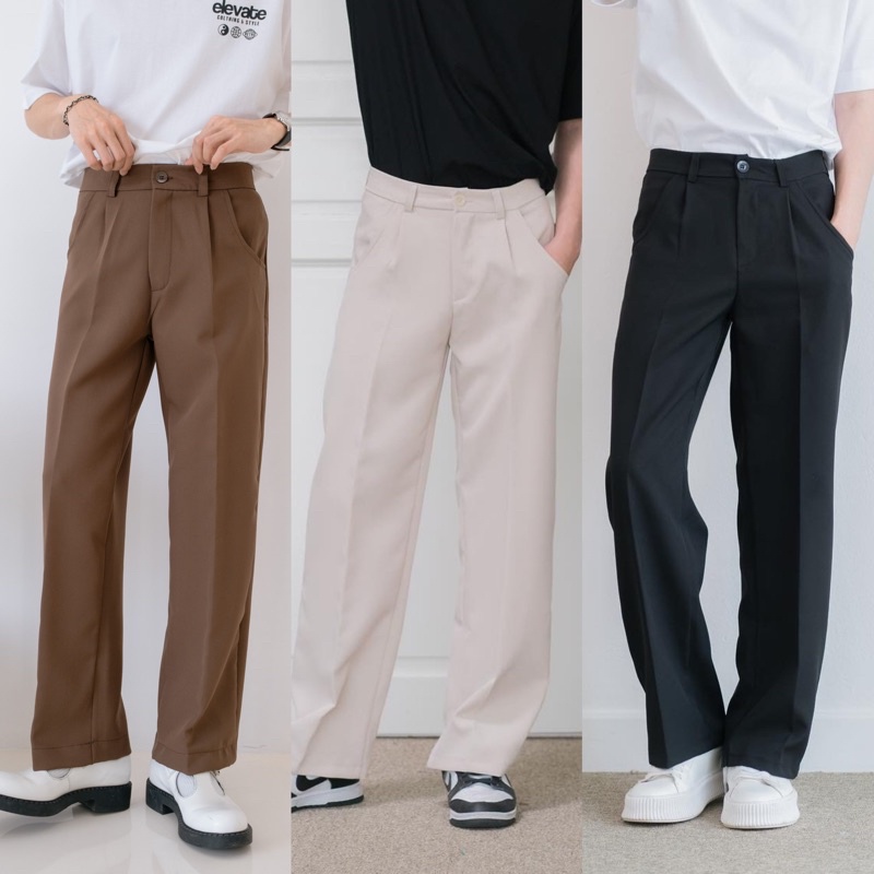 ซื้อ ZAMIO SIGNATURE PANTS มี4สี กางเกงสแลคเอวสูงทรงกระบอกตรง