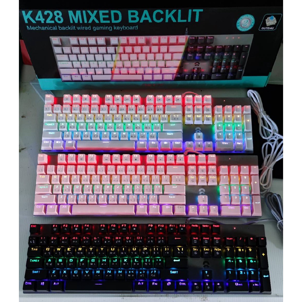 Keyboard Gaming Mechanical OKER K428 BACKLIT BLUESWITCH รับประกัน2ปี