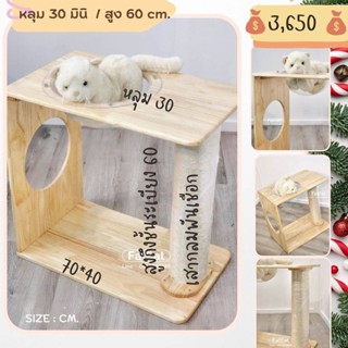 Set mini รุ่น หลุมอวกาศขนาด 30 cm. ขนาดกะทัดรัด เหมาะกับน้องแมว 1-2 ตัว ทำจากไม้ยางพารา เคลือบกันรากันปลวกเรียบร้อย