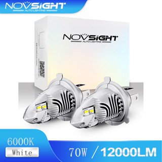 Novsight 2Pcs F10 H4 LED ไฟหน้ารถหลอดไฟสูง/ต่ำ Beam Light 6000K 70W 12000LM Bionic Shark Design รับประกัน 2 ปี