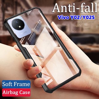 เคสโทรศัพท์ อะคริลิค TPU นิ่ม แบบใส กันกระแทก หรูหรา สําหรับ Vivo Y02 Y02S Y 02 VivoY02 4G