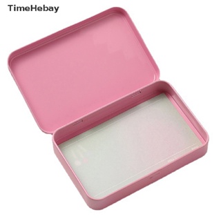 Timehebay กล่องเก็บยาโลหะ ทรงสี่เหลี่ยมผืนผ้า สีชมพู ขนาดเล็ก