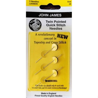 John James Twin Pointed Quick Stitch Needles เข็ม 2 ปลาย เบอร์ 26 (แพ็ค 3 อัน)