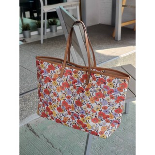 🎀 (สด-ผ่อน) กระเป๋าลายดอก 17 นิ้ว Tory Burch 75335 Kerrington Printed Coated Canvas Square Shoulder Tote Handbag