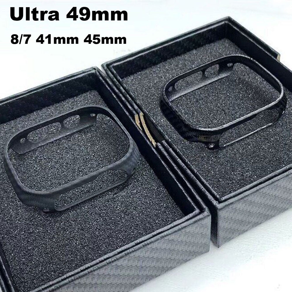 คาร์บอนไฟเบอร์ ShockProof Slim Case กันชนสําหรับ Apple Watch S8 Ultra 49 มม.ฝาครอบนาฬิกา