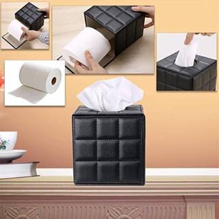 Pu Leather Tissue Box Holder, Square Napkin Holder Pumping Paper Case Dispenser, Facial Tissue Holder With Magnetic Bott