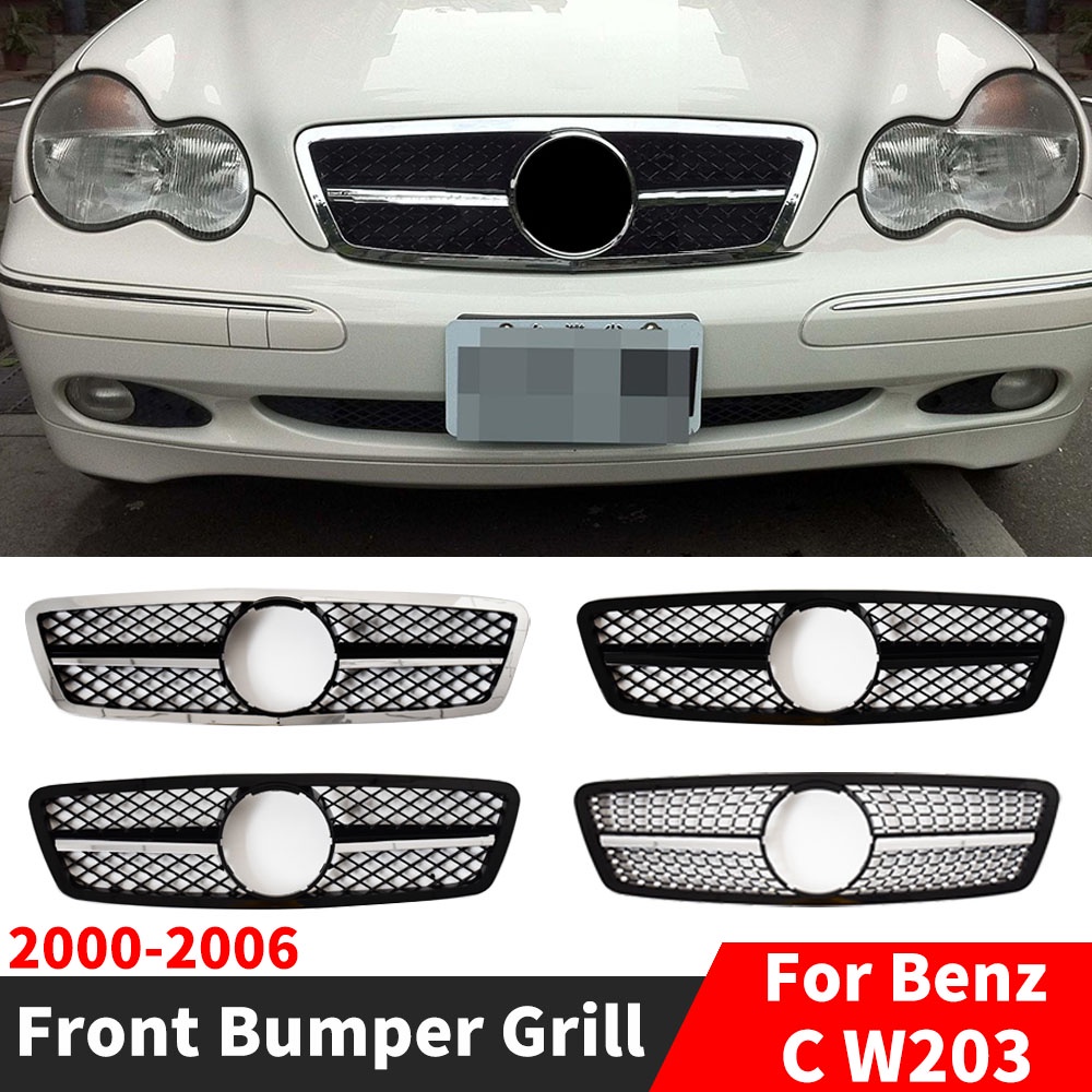 กระจังหน้ากันชนหน้า ตาข่าย สําหรับ Mercedes Benz C class W203 2000-2006 200K Facelift