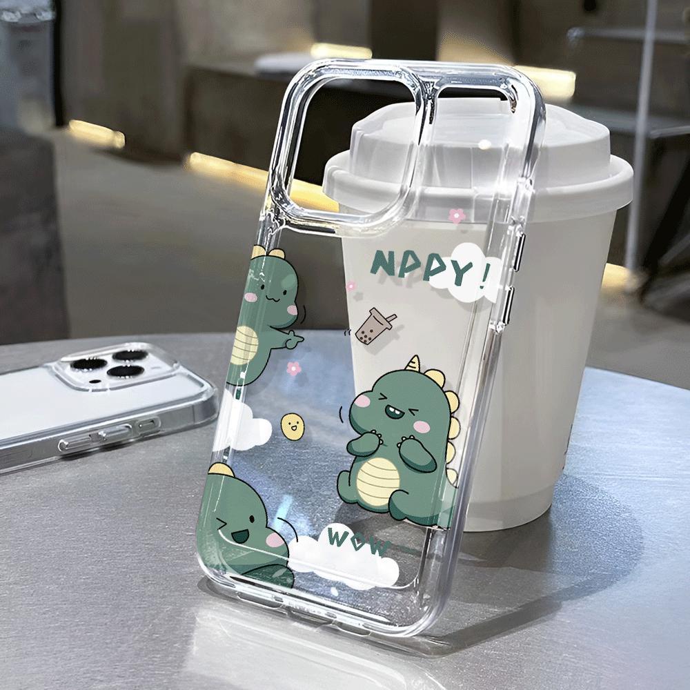 เคสโทรศัพท์มือถือ แบบใส ลายไดโนเสาร์น่ารัก สีเขียว สําหรับ iphone 14promax 11 13 12 7Plus 7 X XS Max