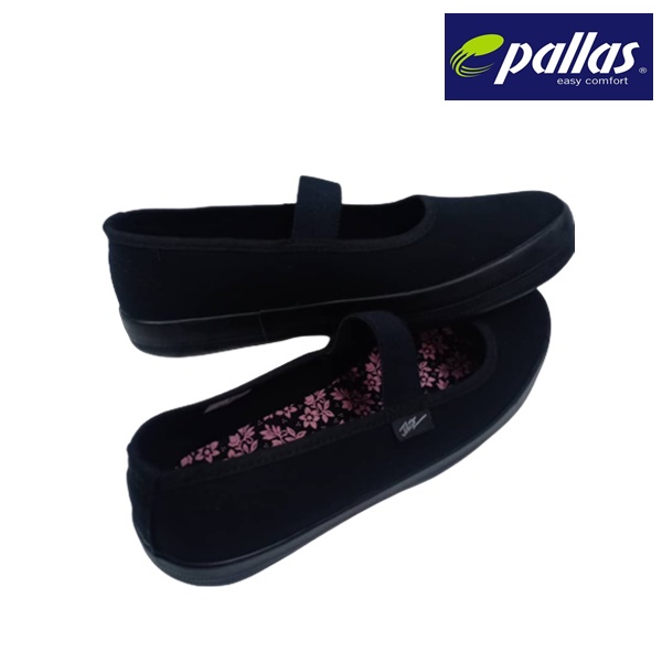 Palas-035 Slip On Black Shoes หรือ Black School Shoes