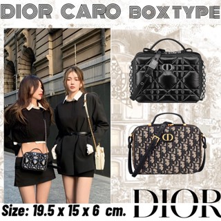 ดิออร์   DIOR  CARO box type chain กระเป๋าถือ/ล่าสุด/DIOR ฤดูใบไม้ร่วง/ฤดูหนาว Series/ของแท้/กระเป๋ากล้อง/น่ารักมาก