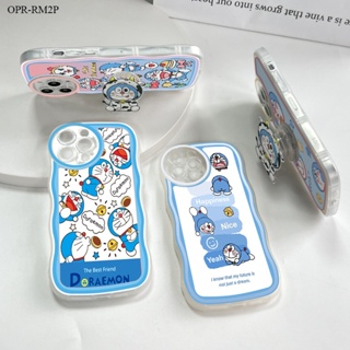 Realme C15 C25 C25S C12 C11 C2 C1 2 3 5 Pro 2021 เคสเรียวมี สำหรับ Case Cartoon Doraemon Cat Wave Bracket เคส เคสโทรศัพท์ เคสมือถือ Full Back Cover Soft Cases Protective Shell Shockproof Casing