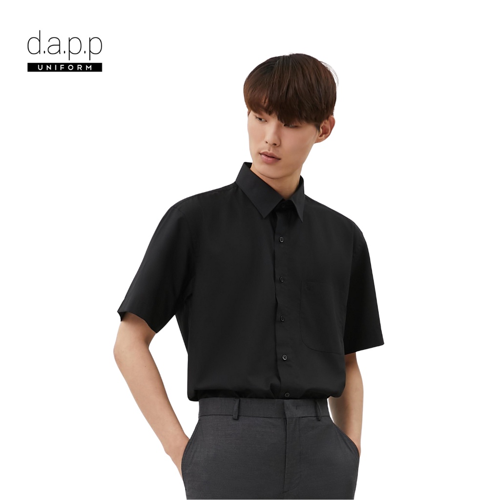 dapp Uniform เสื้อเชิ้ต แขนสั้น Men's Black shortsleeves Oxford Button Down Shirt สีดำ(TSSB1901GV)