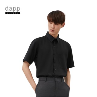 dapp Uniform เสื้อเชิ้ต แขนสั้น Mens Black shortsleeves Oxford Button Down Shirt สีดำ(TSSB1901GV)