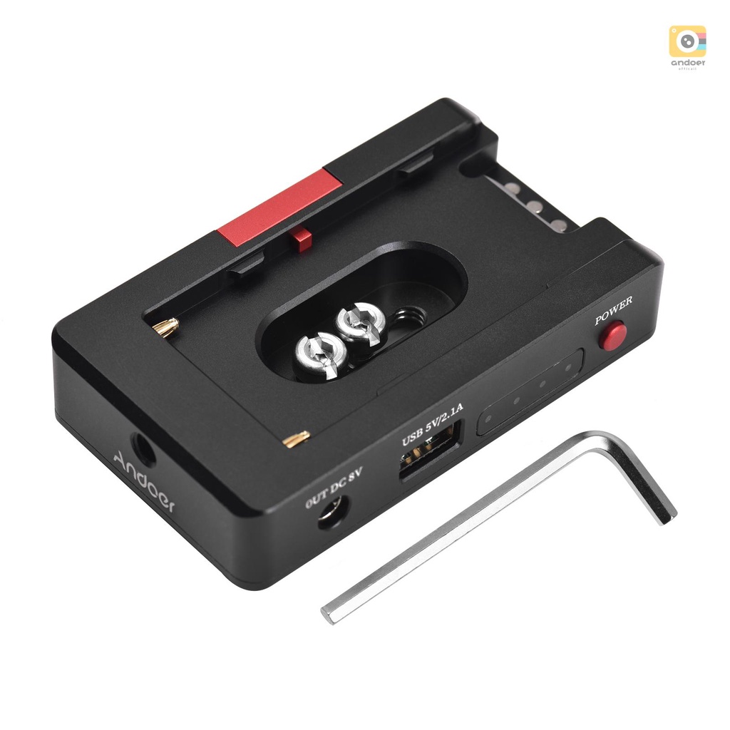 [M27] Andoer NP-F อะแดปเตอร์ชาร์จแบตเตอรี่ โลหะ พร้อมพอร์ตชาร์จ USB DC12V DC8V DC เอาท์พุต สกรูเชื่อ