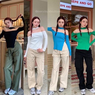 ✨𝑁𝑒𝑤✨“Off-Shoulder Halter Top" (370฿ฟรีส่ง) เสื้อไหมพรม ทรงสวย ดีเทลเก๋ เนื้อผ้าหนา เก็บทรงดีมากๆค้ารุ่นนี้ valen