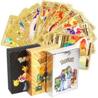 🎴พร้อมส่ง🎴สมุดการ์ด Pikachu,การ์ดโปเกมอน 55 ชิ้น/กล่อง Pokemon Gold Foil Cards ของเล่นการ์ดโปเกมอน โปเกม่อน