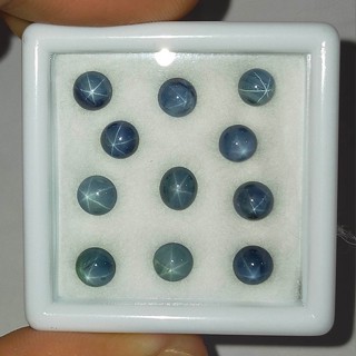 พลอย สตาร์ ไพลิน แซฟไฟร์ ธรรมชาติ แท้ ( Natural Star Sapphire ) จำนวน 11 เม็ด หนักรวม 10.54 กะรัต