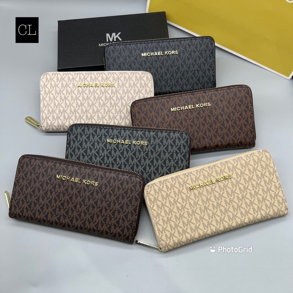 New ‼️ กระเป๋าสตางค์MKใบยาวซิปรอบ8นิ้วงานสวยหนังดีมากรับประกัน#พร้อมกล่อง