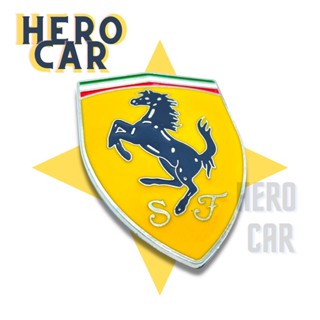 โลโก้ LOGO Ferrari ขนาดกว้าง5.4cm.ยาว7.5cm.งานโลหะ ติดท้ายรถยนต์