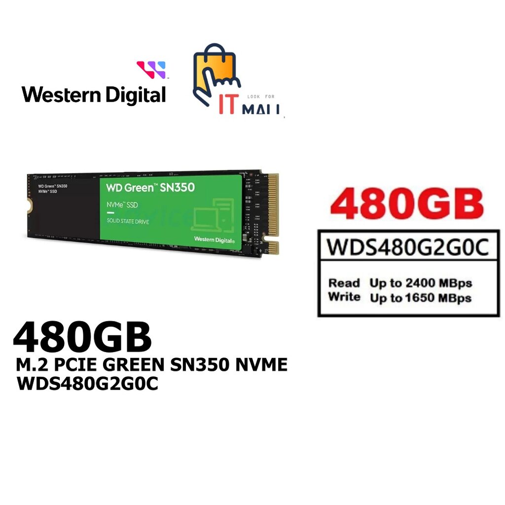 WD SSD 480GB M.2 PCIE GREEN SN350 NVME WDS480G2G0C รับประกัน 3ปี #0