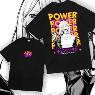 เสื้อยืด ผ้าฝ้าย พิมพ์ลายอนิเมะ CHAINSAW MAN POWER V2 DTF 24 30S