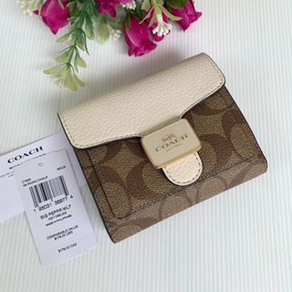 COACH Pepper Wallet in Signature Canvas กระเป๋าสตางค์ ขนาดเล็ก ใส่ธนบัตรตามยาวได้ ใส่บัตร ใส่เหรียญได้