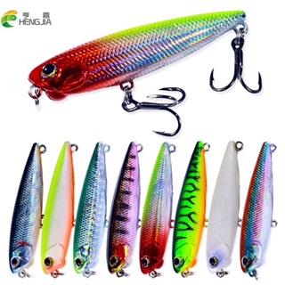 Hengjia Luminous Fishing Lure 8 color เหยื่อตกปลาเลเซอร์ 65 มม. 6 กรัม สําหรับตกปลา 1 ชิ้น Floating Pencil Artificial Bait Tackle