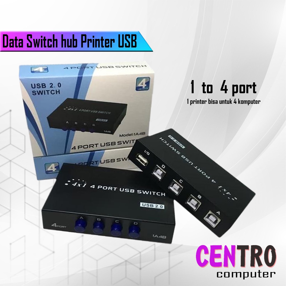 Data Switch hub Printer USB 1-4 port - Spliter switch hub เครื่องพิมพ์ usb