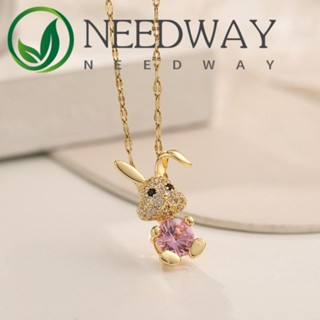 NEEDWAY Rabbit Necklace Creative Fashion Jewelry Accessories Girl Gift Adjustable Lucky Clavicle Chain