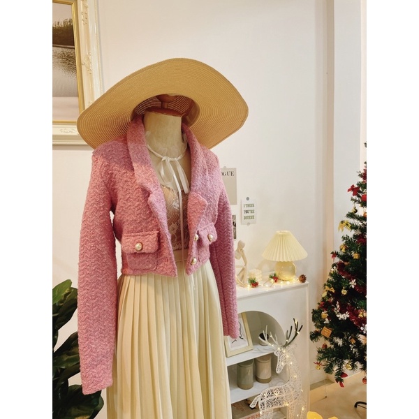 เสื้อแขนยาวผ้าทวิต (มือสอง )ไซส์S ป้ายWynn(วินน์)