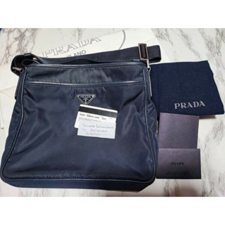 กระเป๋าสะพายprada tessuno+saffi blue ของแท้ สภาพสวยมาก