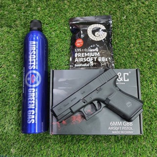 BB Gun รุ่น Glock19 Gen5 ยี่ห้อ E&amp;C สไลด์เหล็ก +อุปกรณ์พร้อมเล่น