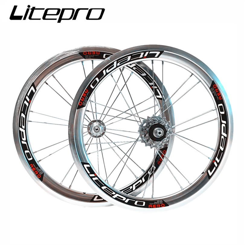 Litepro 16 นิ้ว 349 1 3/8" ล้อ V ขอบเบรค F74 มม.R95 มม. Aero โปรไฟล์สูง 30 มม.สําหรับ DAHON D5 จักรย