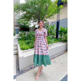 🌷🌳🌷Pink Garden Long Dress🌷🌳🌷ป้ายypy