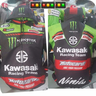 เสื้อแจ็กเก็ตแข่งรถจักรยานยนต์ Kawasaki Racing Team Jacket - Ninja 250 fi - MotoGP - WSBK World Super Bike - Monster Energy - Akrapovic - Motocard - Showa