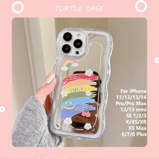 [ขายส่ง] กระจกสีรุ้ง ลูกไม้ ฝาครอบป้องกัน สําหรับ Apple iPhone 14131211 เคสโทรศัพท์มือถือ ลายเพ้นท์ สําหรับ promax XS XR xsmax se2020 678plus Mini