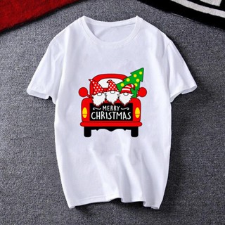 ⚡️ พร้อมส่ง⚡️ Merry Christmas Womens T-shirts Cartoon Funny Fashion Short Sleeve Lady Women Tshirt Ladies