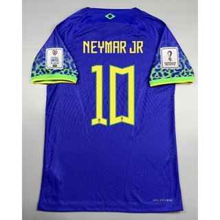 เสื้อบอล เพลเย่อ ทีมชาติ บราซิล เยือน 2022 Player Brazil Away พร้อมเบอร์ชื่อ 10 NEYMAR JR อาร์ม ฟุตบอลโลก World Cup 2022