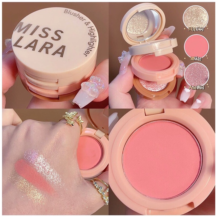 MISSLARA BLUSHER & HIGHLIGHTER บลัชออน ไฮไลท์ 3 ชั้น ปัดแก้มคอนโด