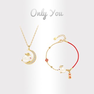 Only You สร้อยคอเงิน S925 จี้หยก รูปกระต่าย หรูหรา สําหรับผู้หญิง 2023