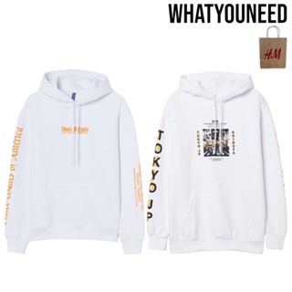 H&amp;M Putih (8.8) เสื้อกันหนาว มีฮู้ด แบบนิ่ม ลาย Skate till late Sablon Shibuya tokyo Sablon สีขาว สําหรับผู้ชาย และผู้หญิง