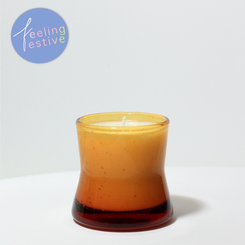 FH03 แก้วเทียนหอม แก้วเป่าhandmade สีชา