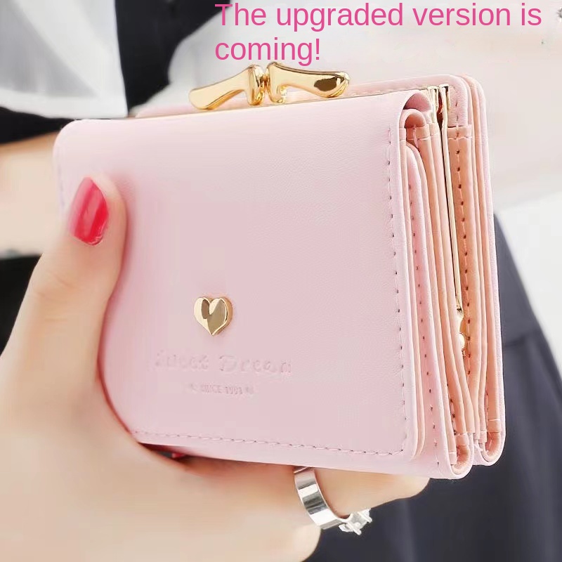 การ์ดสล็อตปล่อยมัลติฟังก์ชั่น กระเป๋าสตางค์นักเรียนเป็นศูนย์2022021 Style Ladies Wallet Tri-Fold Ros