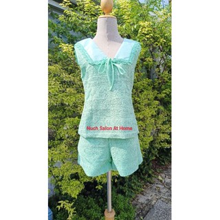 CHALITA มือ1 งานป้าย ( ป27 ) เซทเสื้อ+กางเกงปกเขียว 690 บาท