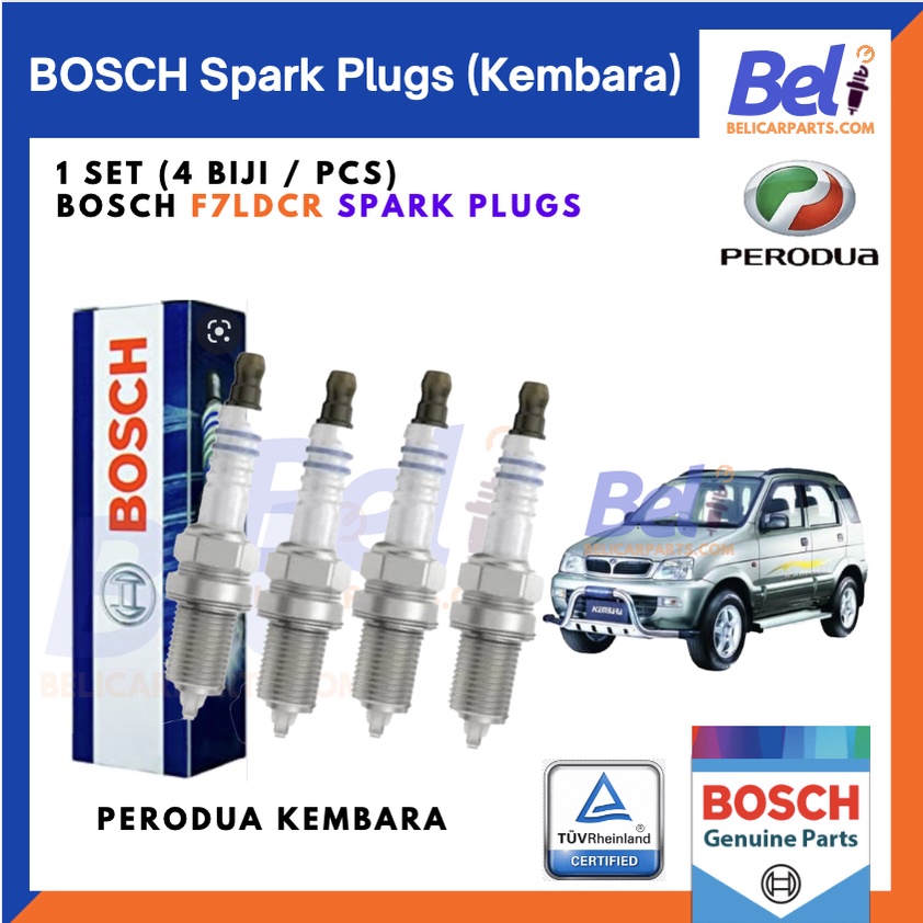 หัวเทียน Bosch F7LDCR / F8LDCR หัวเทียนรถยนต์ Perodua Kembara (1 ชุด 4 ชิ้น)