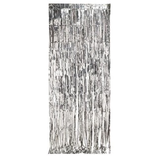 ม่านฟอยล์ตกแต่ง Silver Metallic Foil Curtain (ขนาด กว้าง 1 x ยาว 2 เมตร)