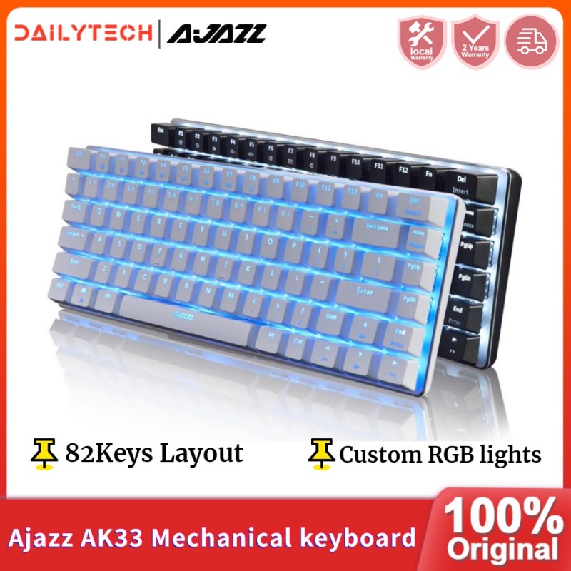 Ajazz AK33 Mechanical Gaming Keyboard Black / Blue Switch 82 Keys Wired Keyboard for PC Games Ergonomic Cool LED Backlit