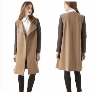 เสื้อโค้ทกันหนาว BCBG MAXAZRIA Women’s Brown GENOVA Contrast Dark Camel A-Line Coat RXHBC231 สีน้ำตาล มือสอง ไซส์ XXS/0